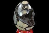 Septarian Dragon Egg Geode - Black Crystals #88303-2